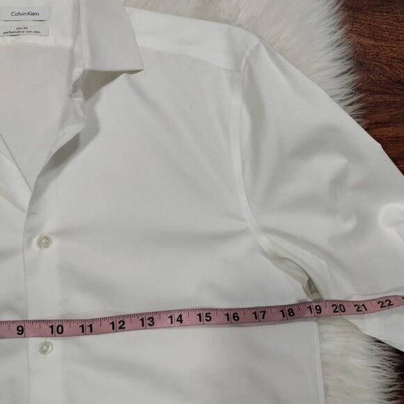Calvin Klein White Slim Fit Performance Non-Iron Dress Shirt Men's Size 15 - Picture 10 of 13